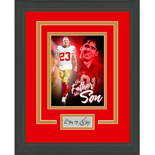 Framed Christian McCaffrey and Ed McCaffrey Facsimile Laser Engraved Signature Dual Auto San Francisco 49ers 11x14 Football Photo