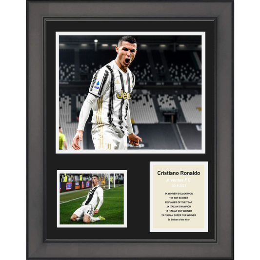 Framed Cristiano Ronaldo Juventus F.C. Soccer Futbol 11"x14" Three Photo Collage