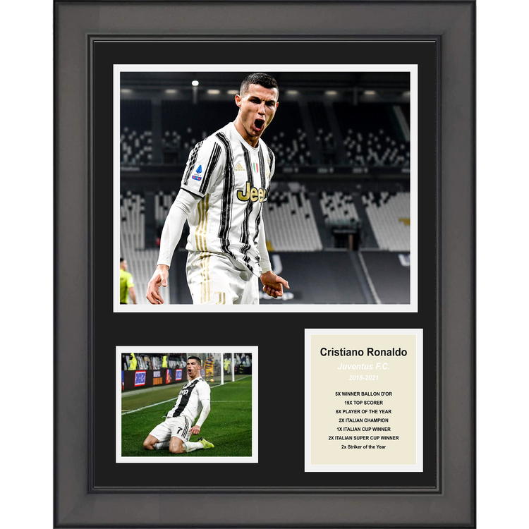 Framed Cristiano Ronaldo Juventus F.C. Soccer Futbol 11"x14" Three Photo Collage