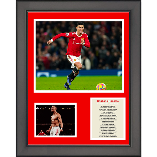 Framed Cristiano Ronaldo Manchester United Soccer Futbol 11"x14" Three Photo Collage