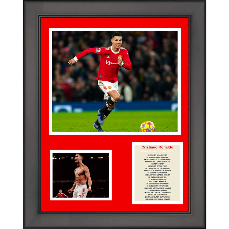 Framed Cristiano Ronaldo Manchester United Soccer Futbol 11"x14" Three Photo Collage