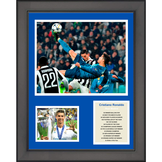 Framed Cristiano Ronaldo Real Madrid Soccer Futbol 11"x14" Three Photo Collage