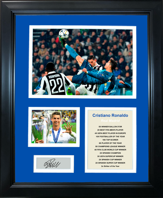 Framed Cristiano Ronaldo Facsimile Laser Engraved Signature Auto Real Madrid Soccer Futbol 11"x14" Photo Sig Collage