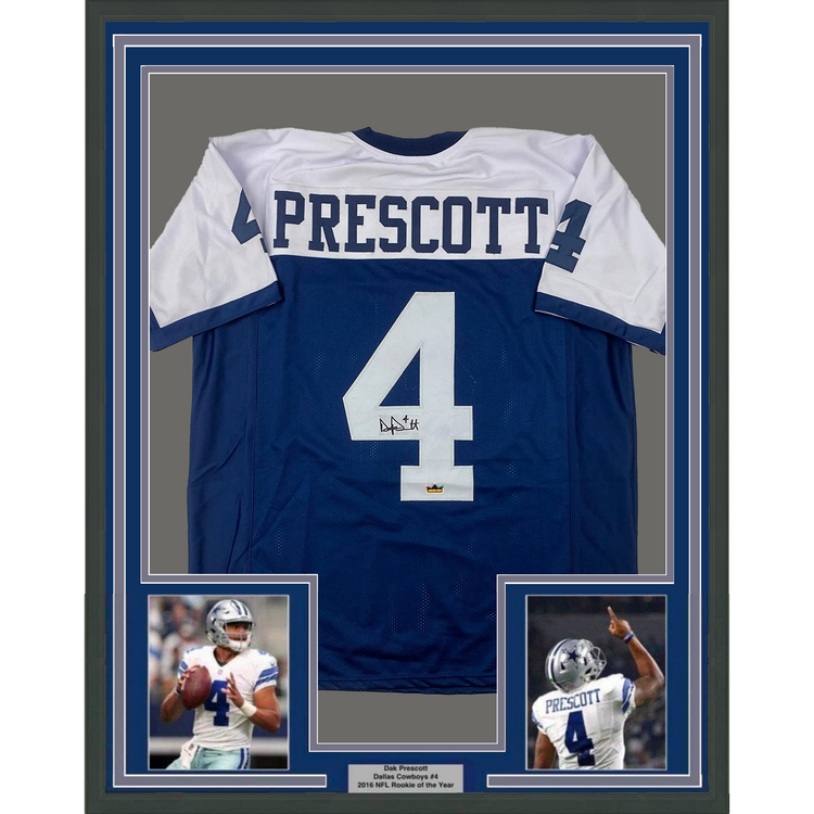 Framed Facsimile Autographed Dak Prescott 35x39 Dallas Thanksgiving Day Reprint Laser Auto Football Jersey Size Men's XL