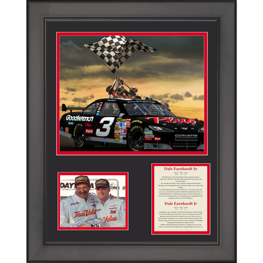 Framed Dale Earnhardt Jr & Sr Dual NASCAR 11"x14" Racing Three Photo Collage