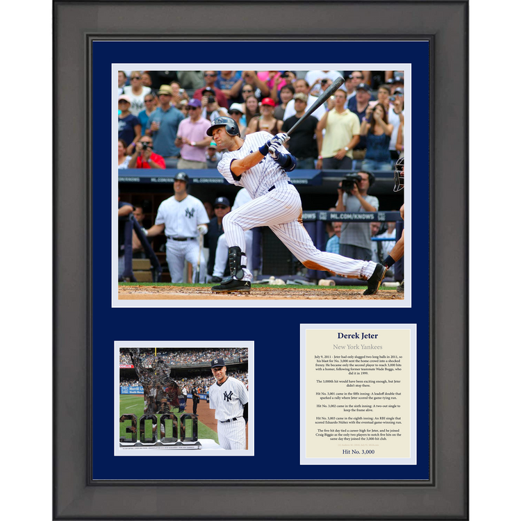 Framed Derek Jeter 3000th Hit New York Yankees Baseball 11"x14" Three Photo Collage