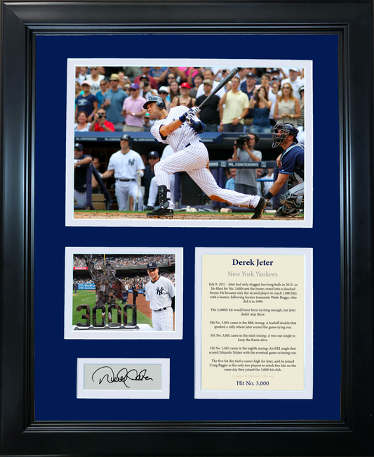 Framed Derek Jeter 3000th Hit Facsimile Laser Engraved Signature Auto New York Yankees Baseball 11"x14" Photo Sig Collage