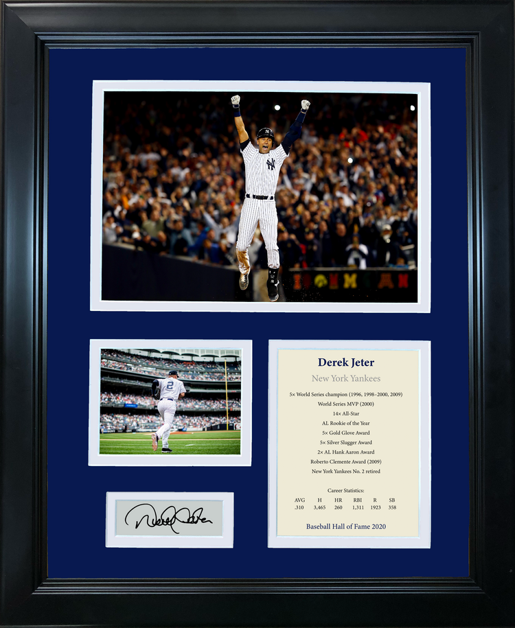 Framed Derek Jeter Hall of Fame Facsimile Laser Engraved Signature Auto New York Yankees Baseball 11"x14" Photo Sig Collage