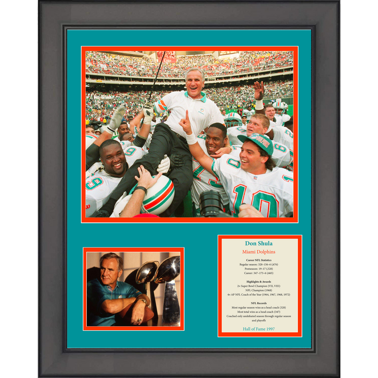 Framed Don Shula Hall of Fame Miami Dolphins Football 11"x14" Three Photo Collage