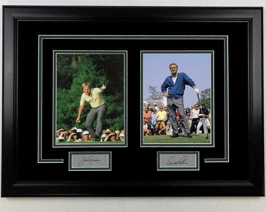Framed Jack Nicklaus & Arnold Palmer Facsimile Laser Engraved Signatures 17x23 Dual Golf Photo