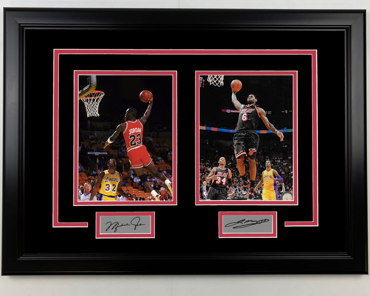Michael Jordan and LeBron James Facsimile Laser Engraved Signatures 17x23 Dual Basketball Photo