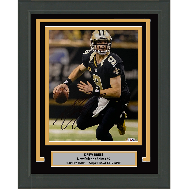Framed Autographed/Signed Drew Brees New Orleans Saints 8x10 Football Photo PSA/DNA COA