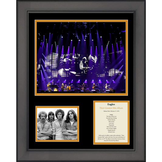 Framed Eagles: Their Greatest Hits Album 11"x14" Music Three Photo Collage