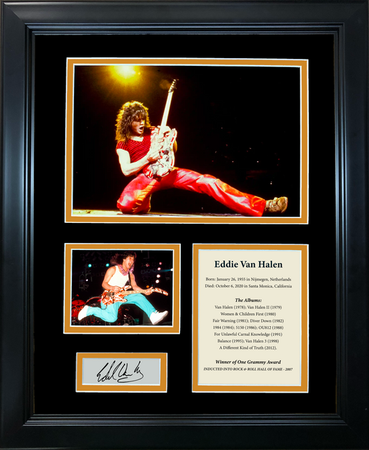 Framed Eddie Van Halen Facsimile Laser Engraved Signature Auto 11"x14" Music Photo Sig Collage