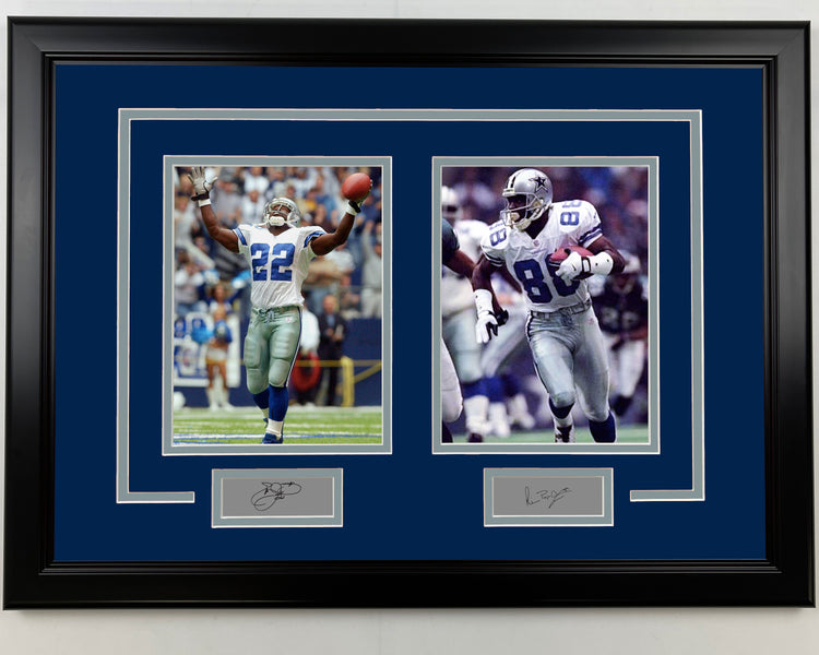 Framed Emmitt Smith and Michael Irvin Dallas Cowboys 17x23 Dual Football Photo