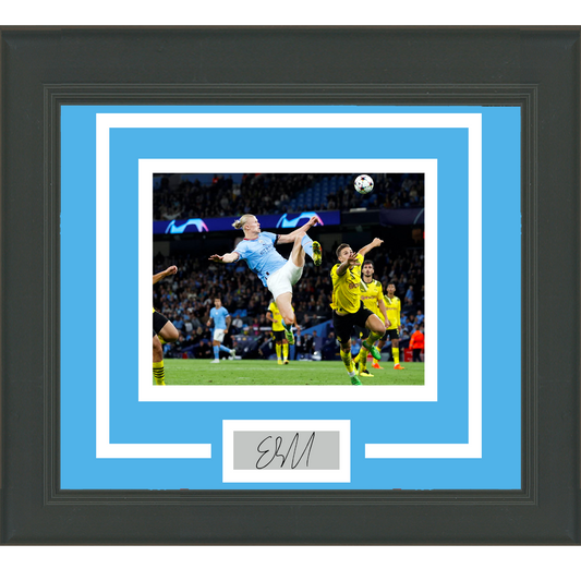 Framed Erling Haaland Facsimile Laser Engraved Signature Auto Manchester City 11x14 Soccer Futbol Photo