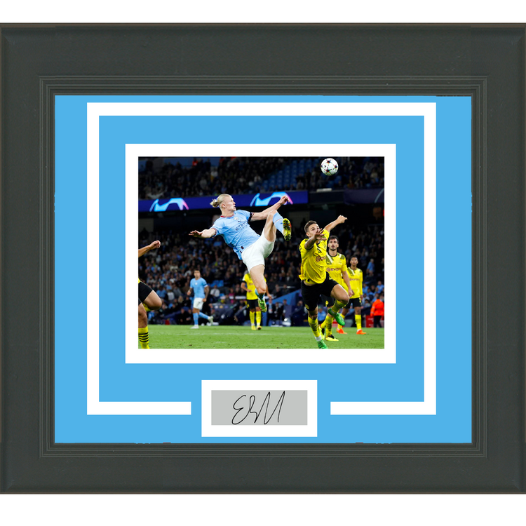 Framed Erling Haaland Facsimile Laser Engraved Signature Auto Manchester City 11x14 Soccer Futbol Photo
