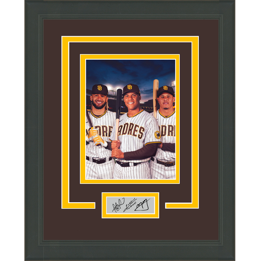 Framed Fernando Tatis Jr Manny Machado Juan Soto Facsimile Laser Engraved Signature Auto San Diego Padres 11x14 Baseball Photo