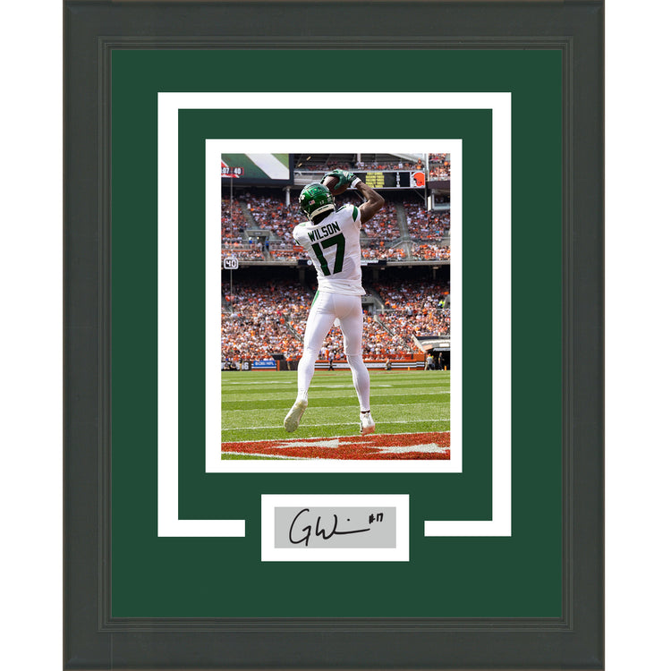 Framed Garrett Wilson Facsimile Laser Engraved Signature Auto New York Jets 11x14 Football Photo