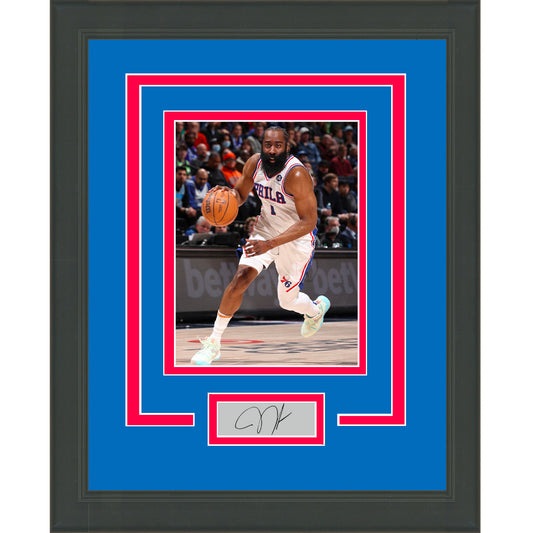 Framed James Harden Facsimile Laser Engraved Signature Auto Philadelphia 76ers 11x14 Basketball Photo