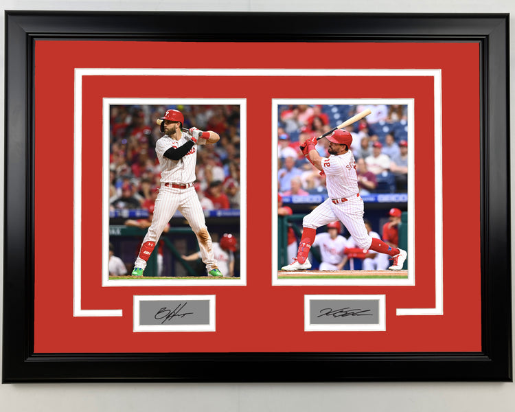 Framed Bryce Harper and Kyle Schwarber Facsimile Laser Engraved Signatures Philadelphia Phillies 17x23 Dual Baseball Photo