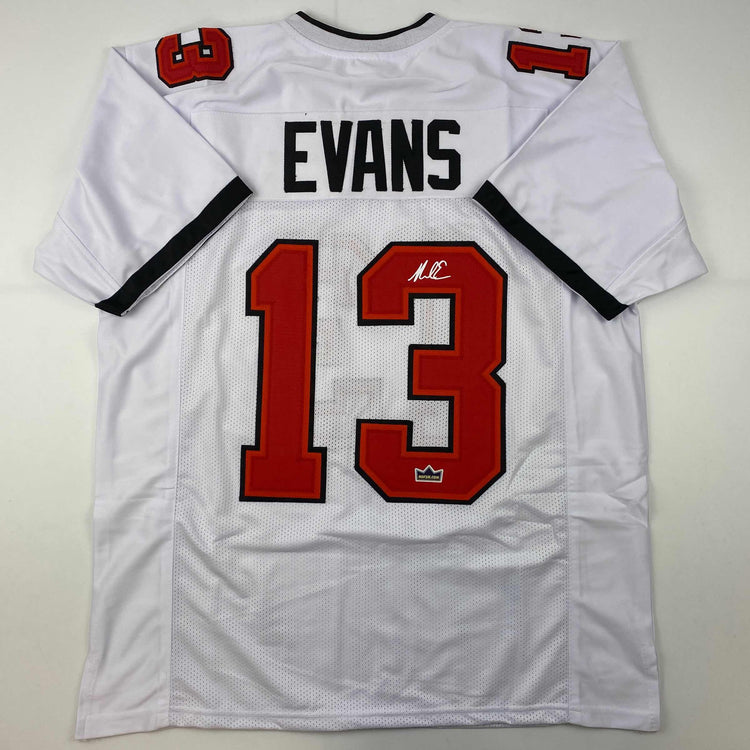 Facsimile Autographed Mike Evans Tampa Bay White Reprint Laser Auto Football Jersey Size Men's XL