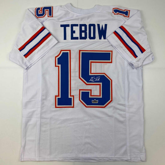 Facsimile Autographed Tim Tebow Florida White Reprint Laser Auto College Football Jersey Size Men's XL