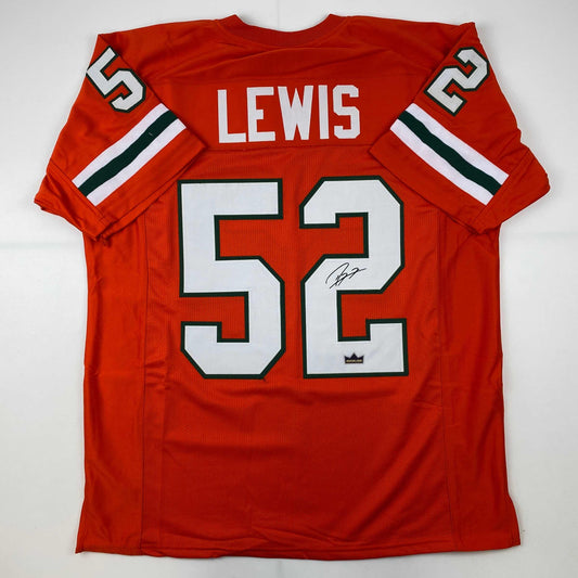 Facsimile Autographed Ray Lewis Miami Orange Reprint Laser Auto College Football Jersey Size Men's XL