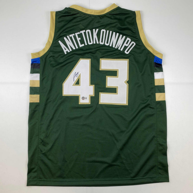 Autographed/Signed Thanasis Antetokounmpo Milwaukee Green Basketball Jersey Beckett BAS COA