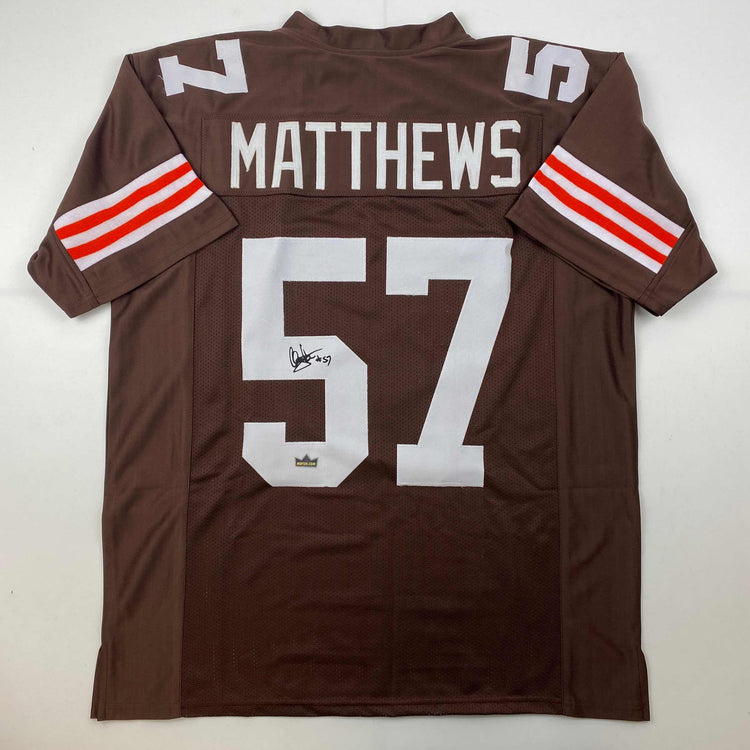 Facsimile Autographed Clay Matthews Jr. Cleveland Brown Reprint Laser Auto Football Jersey Size Men's XL