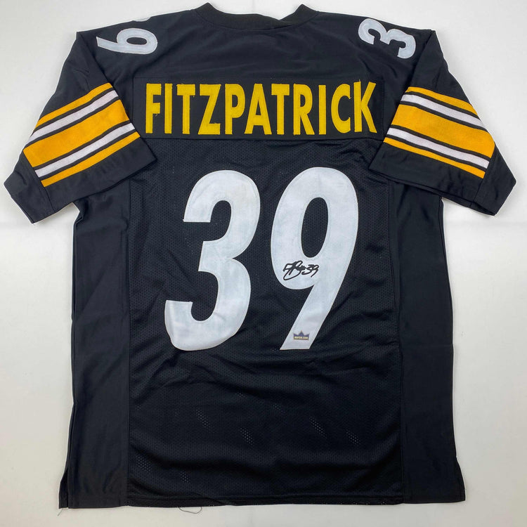 Facsimile Autographed Minkah Fitzpatrick Pittsburgh Black Reprint Laser Auto Football Jersey Size Men's XL