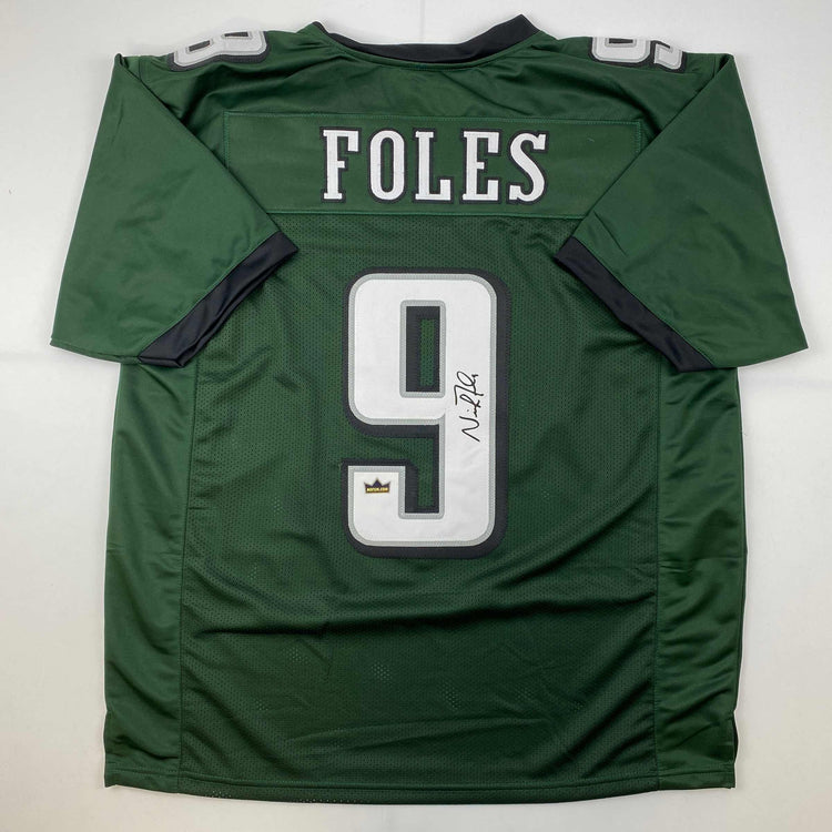 Facsimile Autographed Nick Foles Philadelphia Green Reprint Laser Auto Football Jersey Size Men's XL