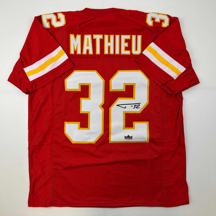 Facsimile Autographed Tyrann Mathieu Kansas City Red Reprint Laser Auto Football Jersey Size Men's XL