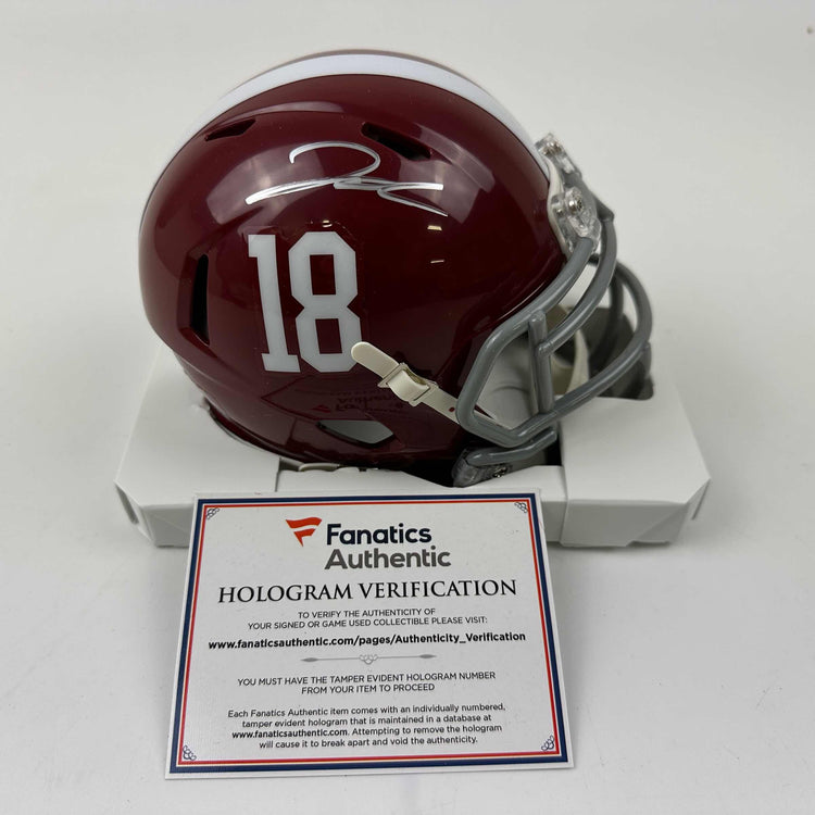 Autographed/Signed Jahmyr Gibbs Alabama Crimson Tide Mini College Football Helmet Fanatics COA