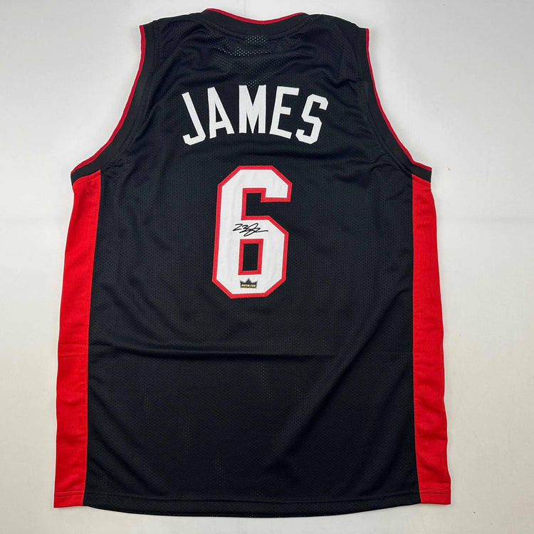 Facsimile Autographed LeBron James Miami Black Reprint Laser Auto Basketball Jersey Size Men's XL