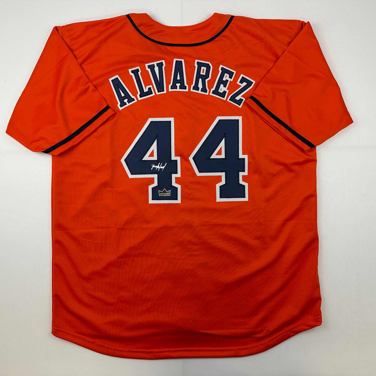Facsimile Autographed Yordan Alvarez Houston Orange Reprint Laser Auto Baseball Jersey Size Men's XL
