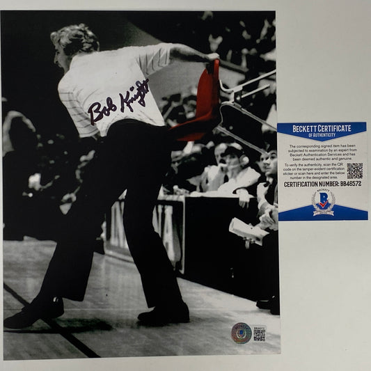 Autographed/Signed Bobby Bob Knight Chair Throw Indiana Hoosiers 8x10 College Basketball Photo Beckett BAS COA