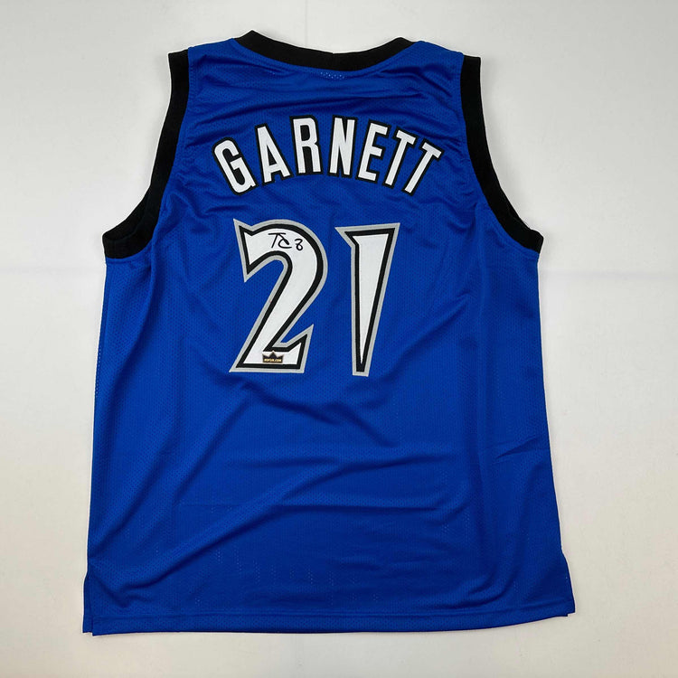 Facsimile Autographed Kevin Garnett Minnesota Blue Reprint Laser Auto Basketball Jersey Size Men's XL