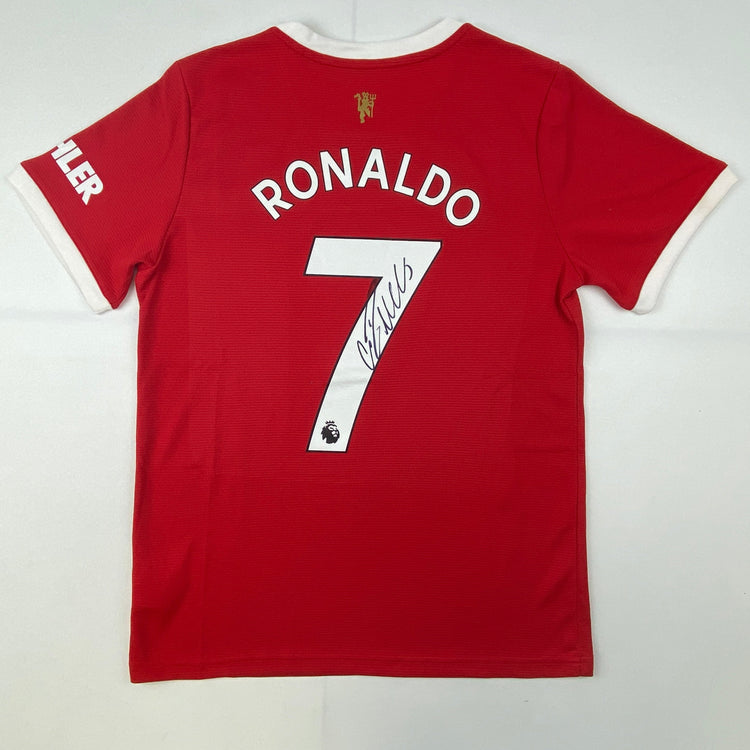 Autographed/Signed Cristiano Ronaldo Manchester United Red Current Soccer Jersey Beckett BAS COA/LOA