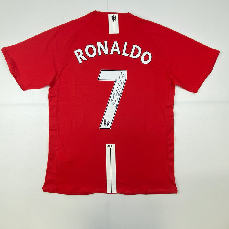 Autographed/Signed Cristiano Ronaldo Manchester United Red 2008 Soccer Futbol Jersey Beckett BAS COA/LOA