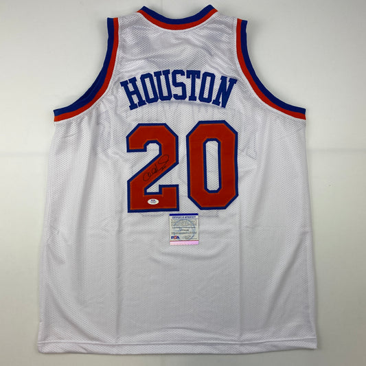 Autographed/Signed Allan Houston New York White Basketball Jersey PSA/DNA COA