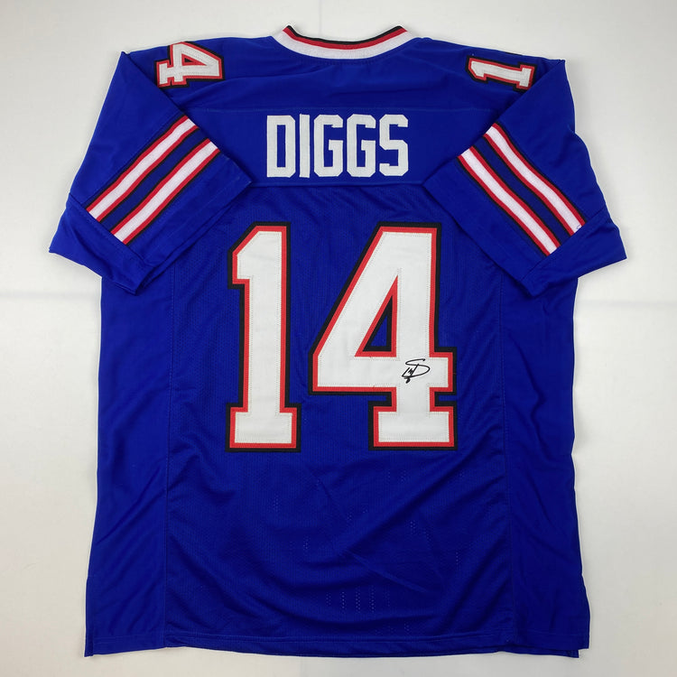 Facsimile Autographed Stefon Diggs Buffalo Blue Reprint Laser Auto Football Jersey Size Men's XL