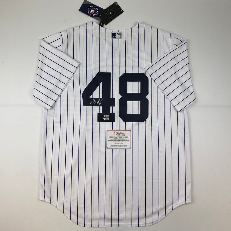 Autographed/Signed Anthony Rizzo New York Yankees Authentic Pinstripe Baseball Jersey Fanatics COA