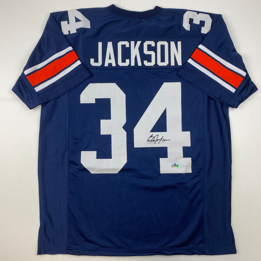 Facsimile Autographed Bo Jackson Auburn Blue Reprint Laser Auto College Football Jersey Size Men's XL