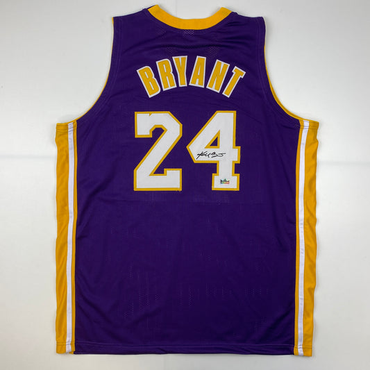 Facsimile Autographed Kobe Bryant #24 Los Angeles LA Purple Reprint Laser Auto Basketball Jersey Size Men's XL