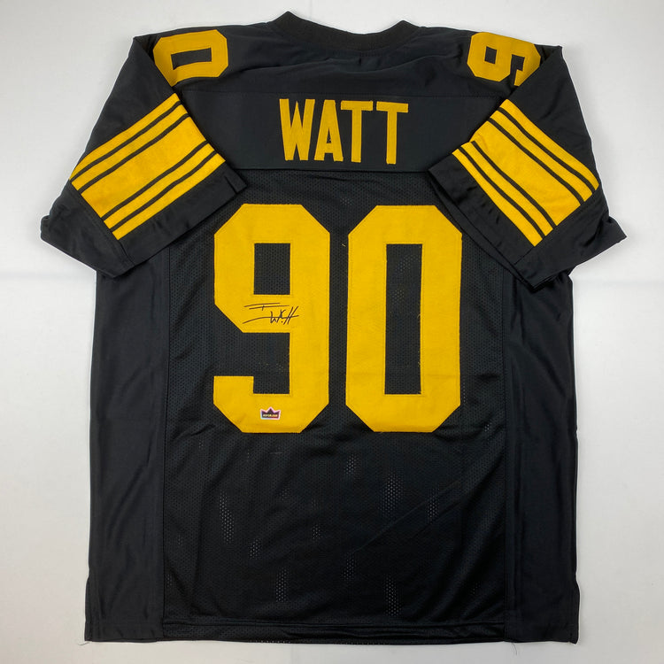 Facsimile Autographed T.J. TJ Watt Pittsburgh Color Rush Reprint Laser Auto Football Jersey Size Men's XL