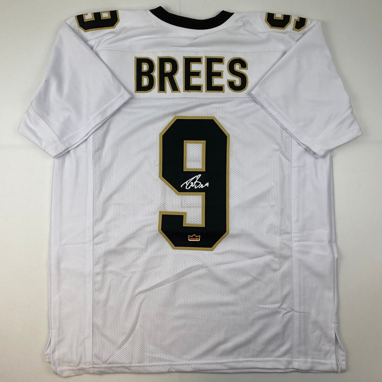 Facsimile Autographed Drew Brees New Orleans White Reprint Laser Auto Football Jersey Size Men's XL