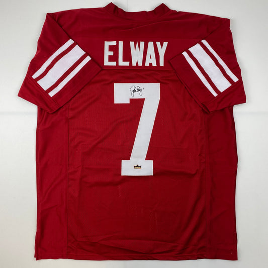 Facsimile Autographed John Elway Stanford Red Reprint Laser Auto College Football Jersey Size Men's XL