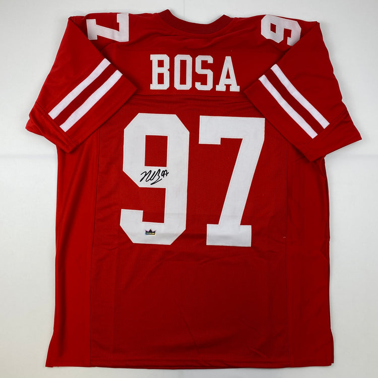Facsimile Autographed Nick Bosa San Francisco Red Reprint Laser Auto Football Jersey Size Men's XL