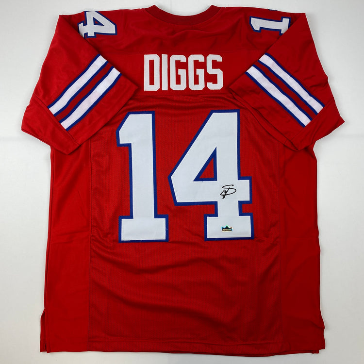Facsimile Autographed Stefon Diggs Buffalo Red Reprint Laser Auto Football Jersey Size Men's XL